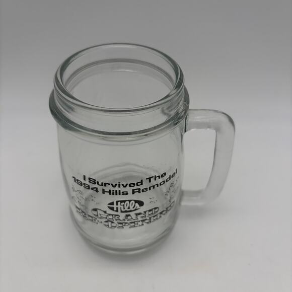 Vintage 1994 Hills Department Store Mug I Survived Remodel Grand Opening Glass - Picture 3 of 4